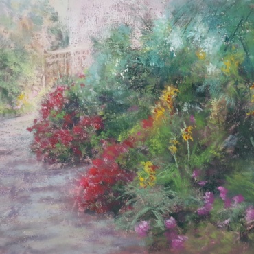 soft pastel garden painting
